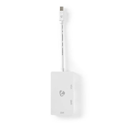 Nedis CCGB37466WT02 | DisplayPort Adapter | Mini DisplayPort Male | DVI-D 24+1-Pin Female / HDMI™ Output / VGA Female | 4K@60Hz | Nickel Plated | Switchable | 0.20 m | Round | ABS | ABS | White | Box