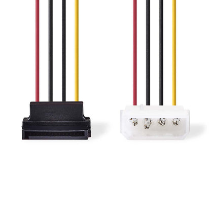 Nedis Internal Power cable | Molex Male | SATA 15-Pin Female | Gold Plated | 0.15 m | Round | PVC | Multi Colour | Envelope