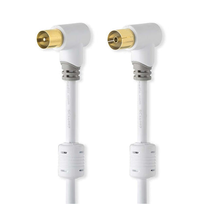 Nedis CSBW40010WT50 | Coax Cable | IEC (Coax) Male | IEC (Coax) Female | Gold Plated | 100 dB | 75 Ohm | Double Shielded | 5.00 m | Round | PVC | White | Box