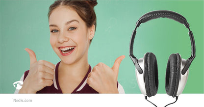 Nedis Over-Ear Wired Headphones | Cable length: 2.70 m | Volume control | Black / Silver
