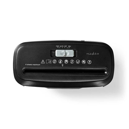 Nedis Paper Shredder | Strip Cut | 6x A4 pages | 10 l | Safety standard: DIN 2 | 190 W | Black