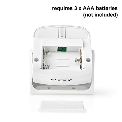 Nedis Motion Detection Alarm | Battery Powered | 3x AAA/LR03 | 80 dB | Detector range: 1.10 m | Detector angle: 10 ° | Ceiling / Wall | White