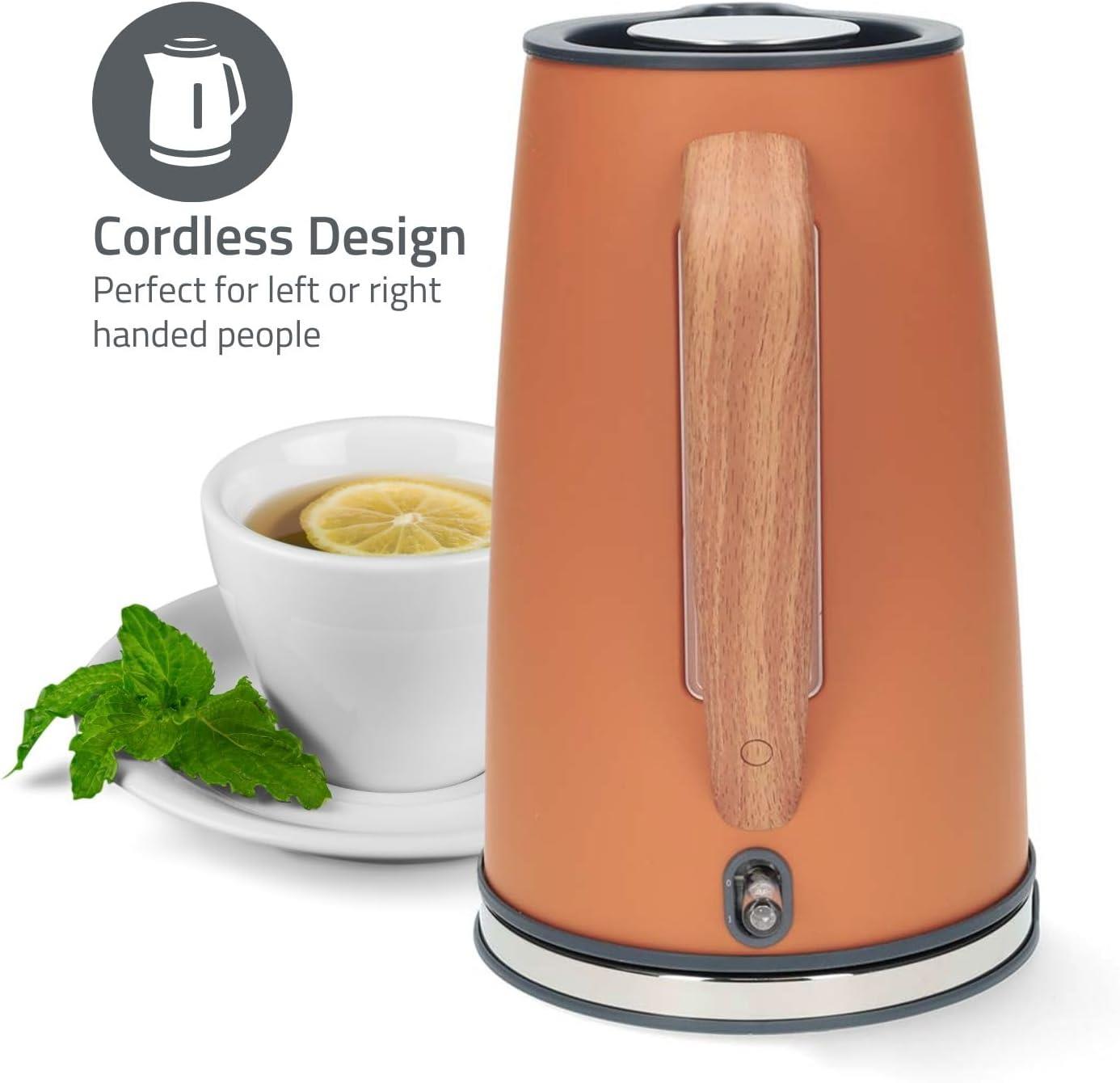 Nedis Electric Kettle | 1.7 l | Soft-Touch | Orange | Rotatable 360 degrees | Concealed heating element | Strix® controller | Boil-dry protection