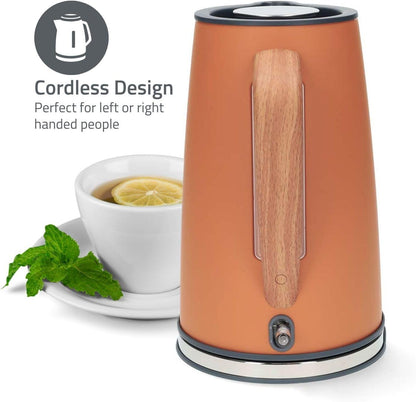 Nedis Electric Kettle | 1.7 l | Soft-Touch | Orange | Rotatable 360 degrees | Concealed heating element | Strix® controller | Boil-dry protection