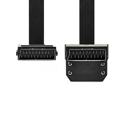 Nedis SCART Cable | SCART Male | SCART Male | Nickel Plated | 480p | 2.00 m | Flat | PVC | Black | Envelope
