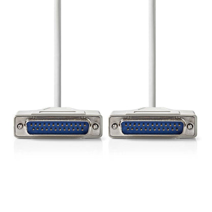 Nedis Serial Cable | D-SUB 25-Pin Male | D-SUB 25-Pin Male | Nickel Plated | 2.00 m | Round | PVC | Ivory | Envelope