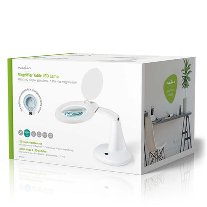 Nedis Magnifying Table Lamp | Lens strength: 3 + 12 Diopter | 6500 K | 6.5 W | 585 lm | White