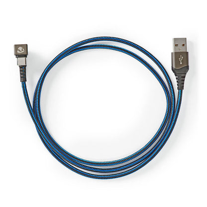 Nedis USB Cable | USB 2.0 | USB-A Male | USB-C™ Male | 480 Mbps | Gold Plated | 1.00 m | Round | Braided / Nylon | Black / Blue | Cover Window Box