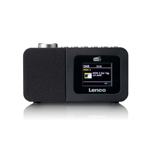Lenco DAB+/FM Radio Alarm Clock with LCD Colour display, Sleep timer, and Dual Alarm function - Black