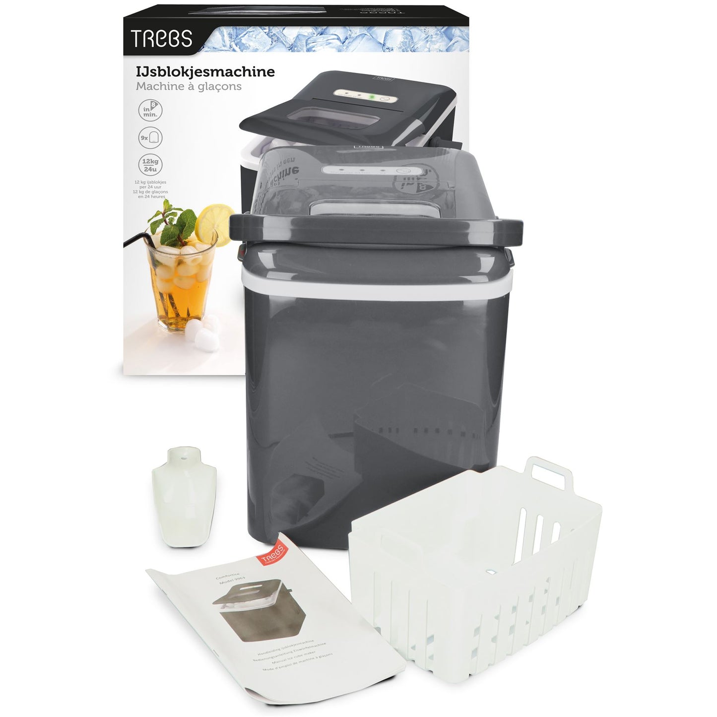 Gastronoma | Ice Cube Maker 1.8 l | 2 Size Ice Cylindrical | 15 kg | Plastic