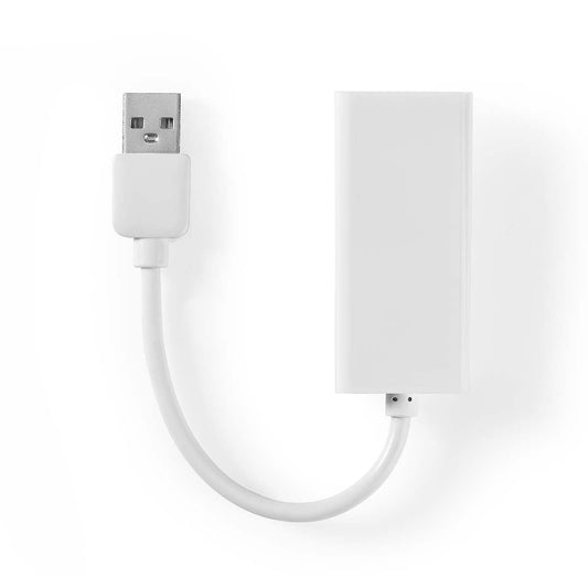 Nedis USB Network Adapter | USB 2.0 | 100 Mbps | USB-A Male | RJ45 Female | 0.20 m | Round | Gold Plated / Nickel Plated | Bare Copper | White | Box