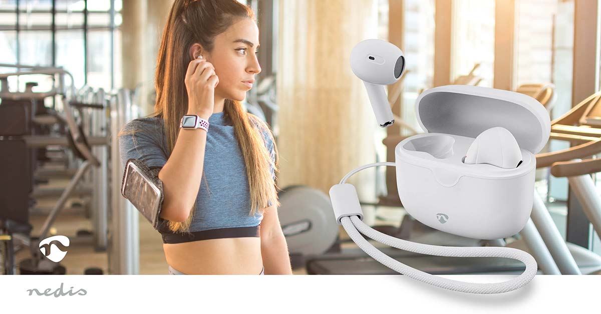 Nedis Fully Wireless Earphones | Bluetooth® | Battery play time: 16 hrs | Touch Control | Charging case | Wireless charging case | Built-in microphone | Voice control support | White