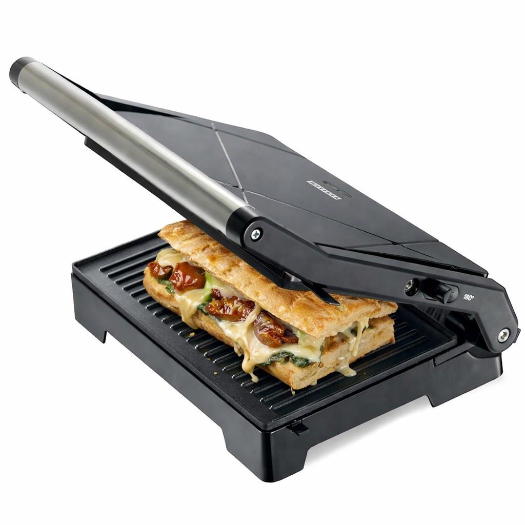 MELISSA Contact Grill | 1000 W | 23 x 14.5 cm | Opens out Table Grill Function| Plastic / Stainless Steel