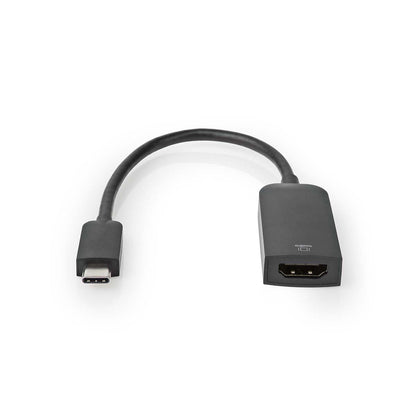 Nedis USB-C™ Adapter | USB 3.2 Gen 1 | USB-C™ Male | HDMI™ Output | 4K@60Hz | 0.20 m | Round | Nickel Plated | PVC | Black | Box