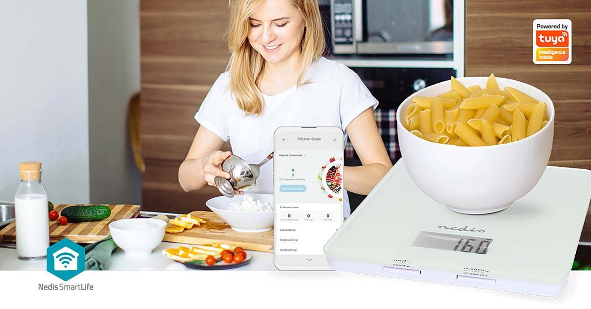 Nedis SmartLife Kitchen Scale | Bluetooth® | Glass / Plastic | White