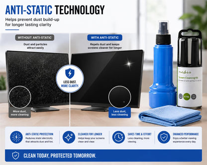 Nedis CLSN130BU Screen Cleaner | Spray | 150 ml | Notebook / Smartphone / Tablet / TV Screen | Wiper included
