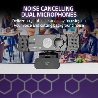 Nedis Webcam | Full HD@60fps / 4K@30fps | Auto Focus | Built-In Microphone | Black