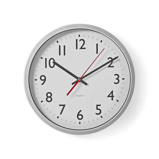 Nedis Wall Clock | Diameter: 300 mm | Plastic | Silver / White
