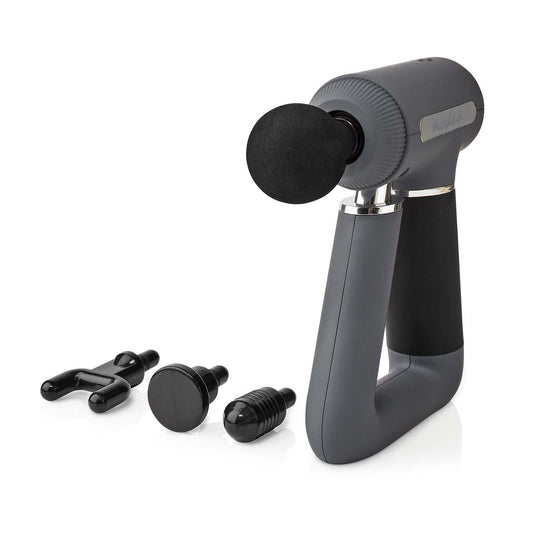 Nedis Sports Massage Gun | Battery Powered | N/A | Rechargeable | 6 Massage Modes | USB-Cable | Grey