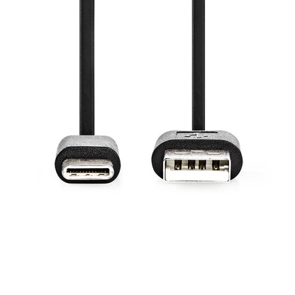Nedis USB Cable | USB 2.0 | USB-A Male | USB-C™ Male | 15 W | 480 Mbps | Nickel Plated | 1.00 m | Round | PVC | Black | Label
