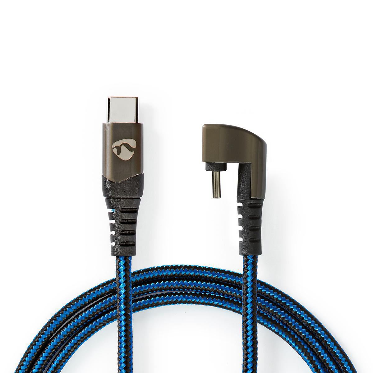 Nedis USB Cable | USB 2.0 | USB-C™ Male | USB-C™ Male | 480 Mbps | Gold Plated | 2.00 m | Round | Braided / Nylon | Black / Blue | Cover Window Box