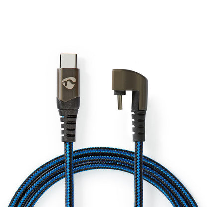 Nedis USB Cable | USB 2.0 | USB-C™ Male | USB-C™ Male | 480 Mbps | Gold Plated | 2.00 m | Round | Braided / Nylon | Black / Blue | Cover Window Box