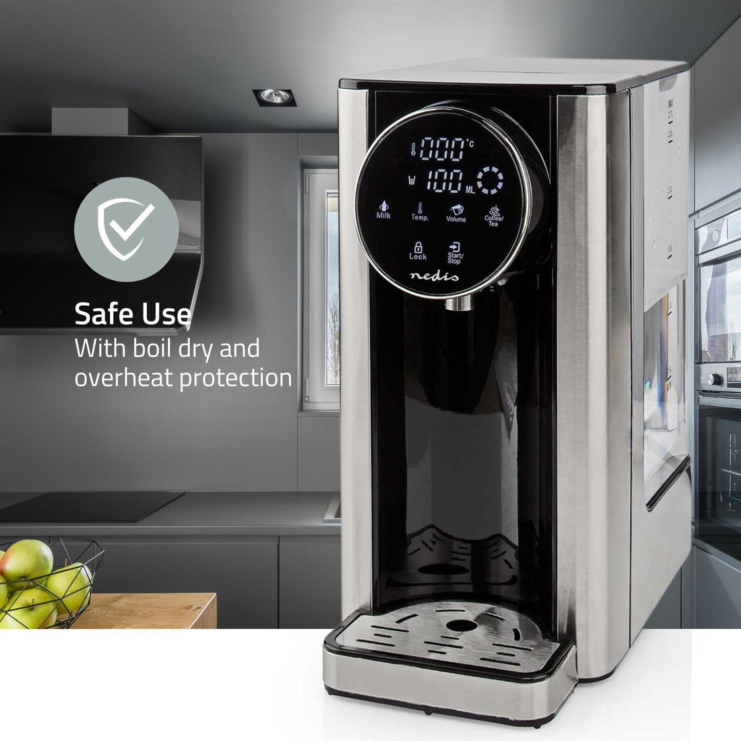 Nedis KAWD310FBK Hot Water Dispenser | 2600 W | 2.7 l | Aluminium / Black