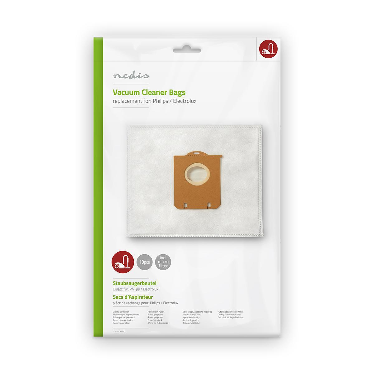 Nedis DUBG120AEP10 | Vacuum Cleaner Bag | 10 pcs | Synthetic | Most sold for: Philips / Electrolux | White