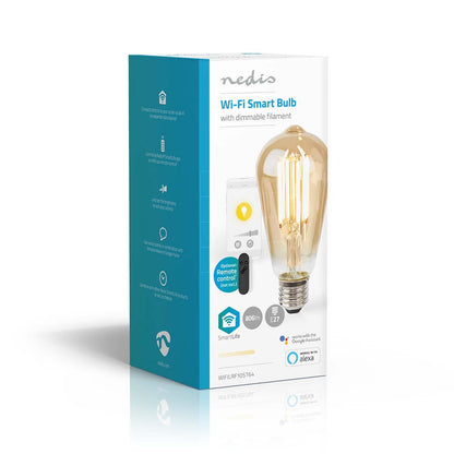 Nedis SmartLife LED Filament Bulb | Wi-Fi | E27 | 806 lm | 7 W | Warm White | 1800 - 3000 K | Glass | Android™ / IOS | ST64 | 1 pcs