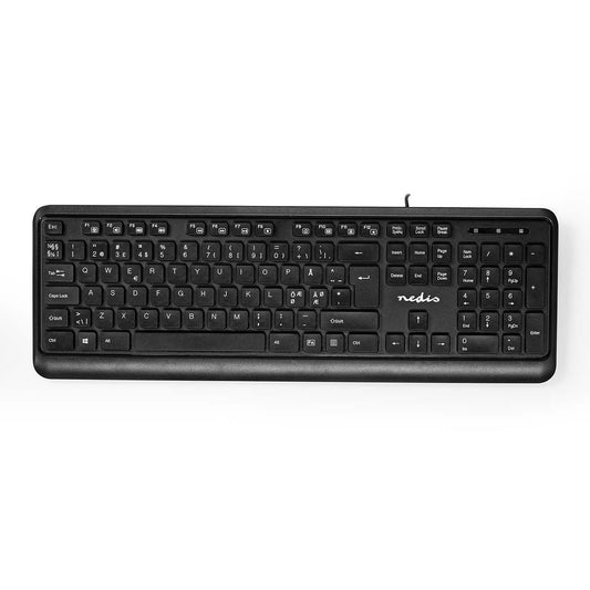 Nedis Wired Keyboard | USB-A | Multimedia | QWERTY | ND Layout | Numeric keypad