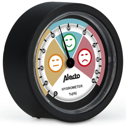 Alecto Analog Hygrometer Humidity Meter Indoor Monitor | Baby Room Greenhouse & more | Black