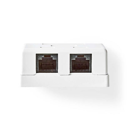Nedis Network Wall Box | On-Wall | 2 port(s) | UTP CAT6 | Straight | Female | Gold Plated | PVC | White | Envelope