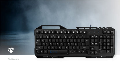 Nedis Wired Gaming Keyboard | USB 2.0 | Membrane Keys | LED | US International | US Layout | USB Powered | Power cable length: 1.50 m | Gaming