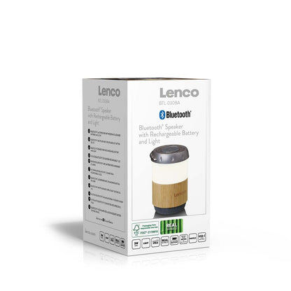 Lenco BTL-030BA | IPX4 | Lantern with Built-in Bluetooth® Speaker | Bamboo