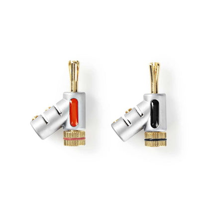 Nedis CAGC26990ME | Banana Connector | Straight | Male | Gold Plated | Screw | Cable input diameter: 7.4 mm | Zinc Alloy | Silver | 2 pcs | Box