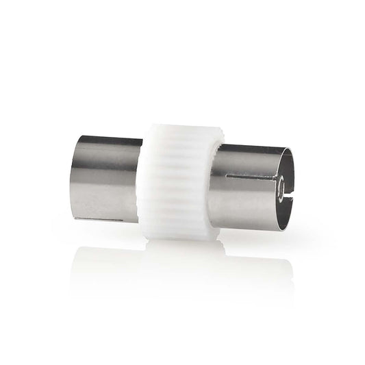 Nedis Satellite & Antenna Adapter | IEC (Coax) Female | IEC (Coax) Female | Nickel Plated | 75 Ohm | Straight | Metal / Plastic | White | 1 pcs | Box