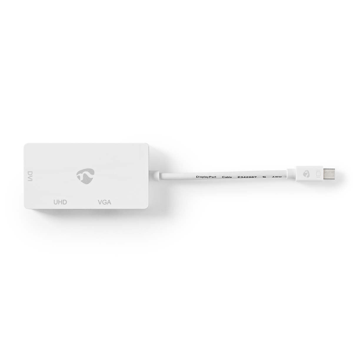 Nedis CCGB37466WT02 | DisplayPort Adapter | Mini DisplayPort Male | DVI-D 24+1-Pin Female / HDMI™ Output / VGA Female | 4K@60Hz | Nickel Plated | Switchable | 0.20 m | Round | ABS | ABS | White | Box
