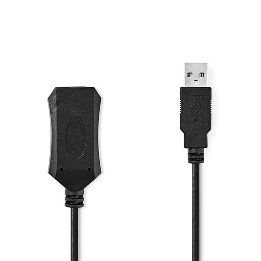 Nedis Active USB Cable | USB 2.0 | USB-A Male | USB-A Female | 480 Mbps | 10.0 m | Round | Nickel Plated | PVC | Copper | Label | 17.081.014