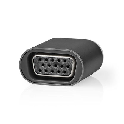Nedis USB-C™ Adapter | USB 3.2 Gen 1 | USB-C™ Male | VGA Female | Full HD 1080p | Round | Nickel Plated | Black / Grey | Envelope