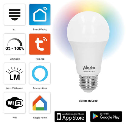 Alecto E27 Smart LED Colour Bulb with Wi-Fi