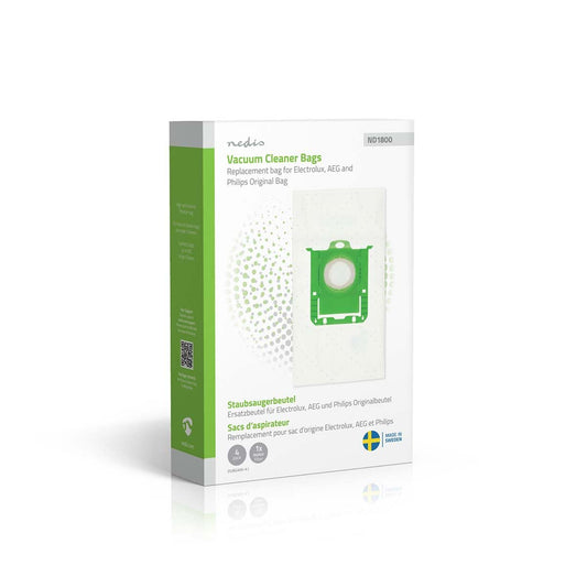 Nedis Vacuum Cleaner Bag | 4 pcs | Synthetic | Most sold for: Replacement for Electrolux, AEG and Philips Original Bag | White