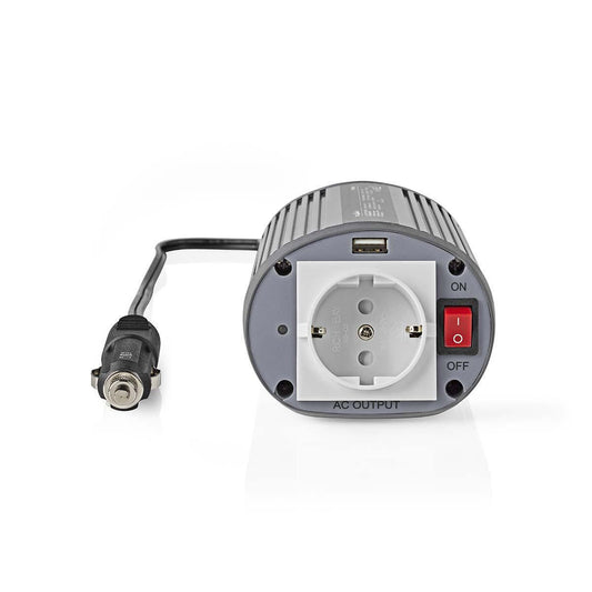 Nedis Power Inverter Modified Sine Wave | Input voltage: 24 V DC | Device power output connection(s): Type F (CEE 7/3) / USB-A | 230 V AC 50 Hz | 150 W | Peak power output: 300 W | Cigarette Lighter Plug | Silver