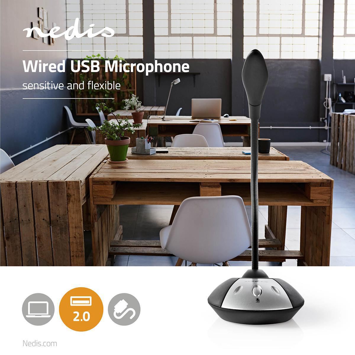 Nedis Microphone | Used for: Desktop / Notebook | Wired | USB-A Male | On/Off switch | Headphone output | CS33700