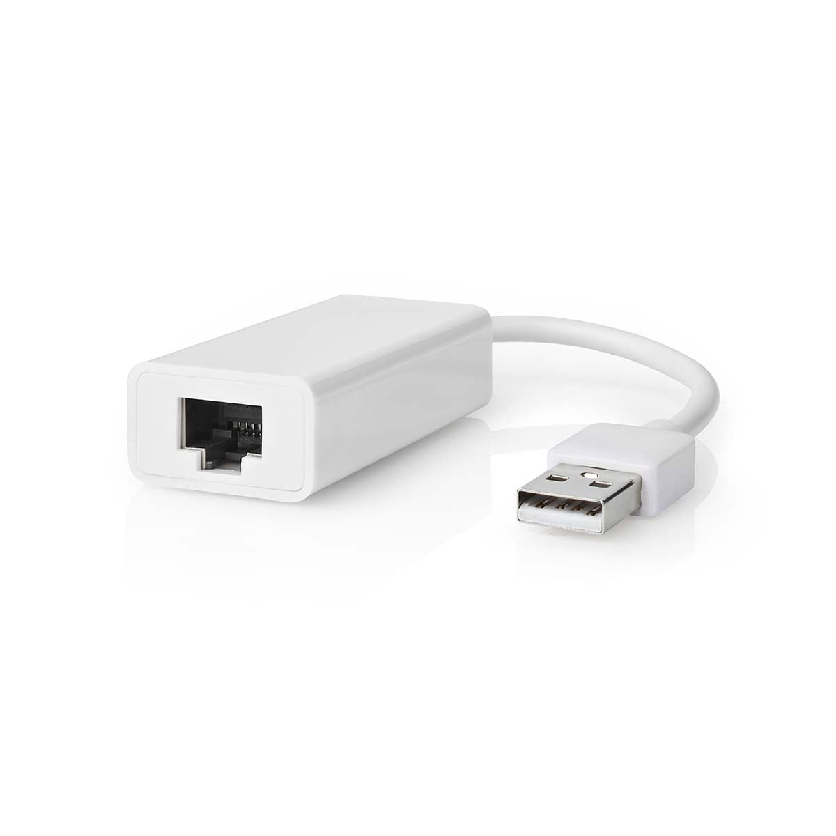 Nedis USB Network Adapter | USB 2.0 | 100 Mbps | USB-A Male | RJ45 Female | 0.20 m | Round | Gold Plated / Nickel Plated | Bare Copper | White | Box
