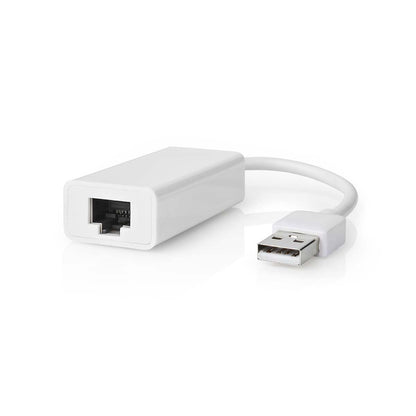 Nedis USB Network Adapter | USB 2.0 | 100 Mbps | USB-A Male | RJ45 Female | 0.20 m | Round | Gold Plated / Nickel Plated | Bare Copper | White | Box