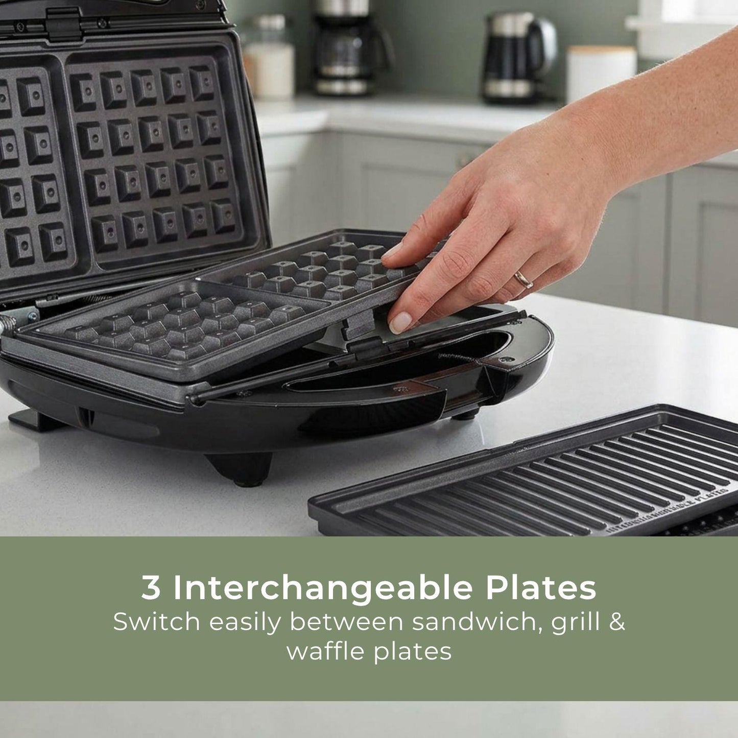 MELISSA Series Sandwich Maker | 3 Plate Set | 850W | Black