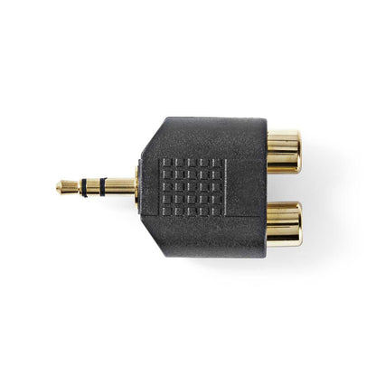 Nedis CAGP22940BKG | Stereo Audio Adapter | 3.5 mm Male | 2x RCA Female | Gold Plated | Straight | ABS | Black | 10 pcs | Envelope