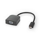 Nedis USB-C™ Adapter | USB 3.2 Gen 1 | USB-C™ Male | VGA Female | 1920x1200 | 5 Gbps | 0.20 m | Round | Nickel Plated | PVC | Black | Polybag