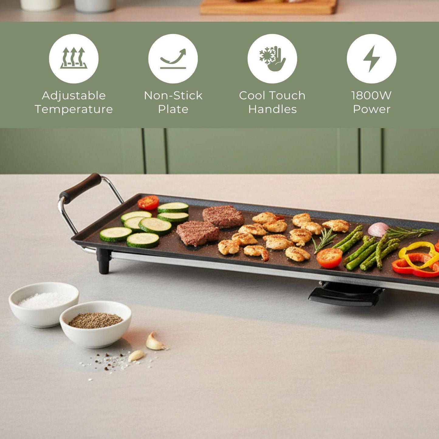 MELISSA Teppanyaki Large Table Grill | Baking surface ( L x W ): 90 x 23 cm | 5 Heat Settings