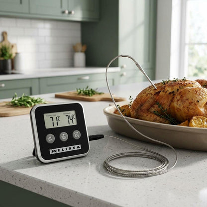 MELISSA Meat Thermometer | Alarm / Timer | LCD Display | 0 - 250 °C | Black / Silver